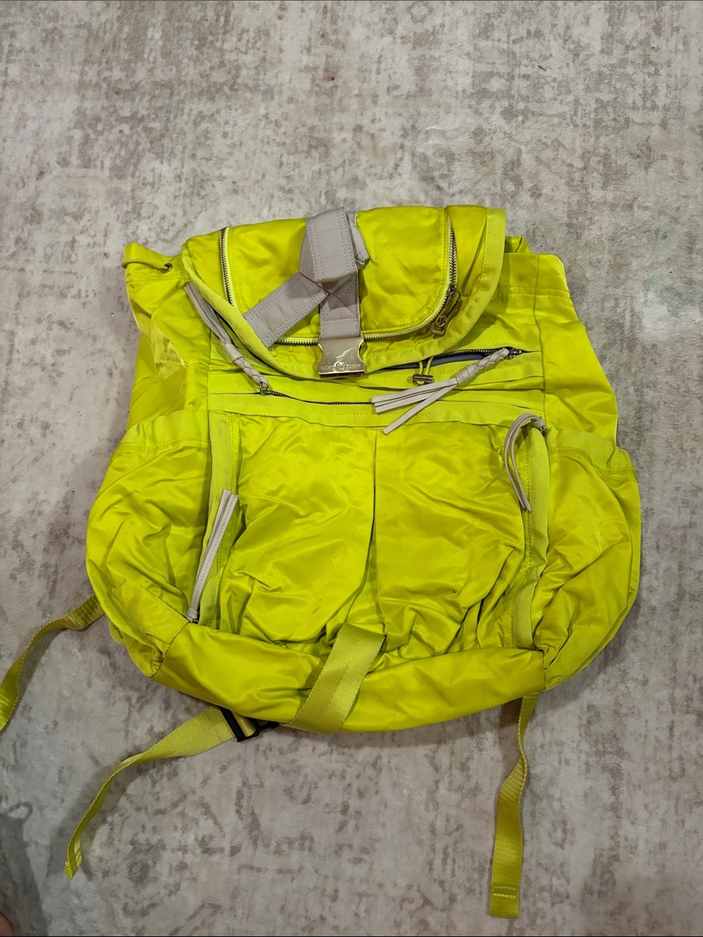 Women's Neon Yellow Nylon Backpack